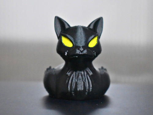 Black Cat Duck Figurine, Spooky 3D Printed Carnival Cruise - JM Designs
