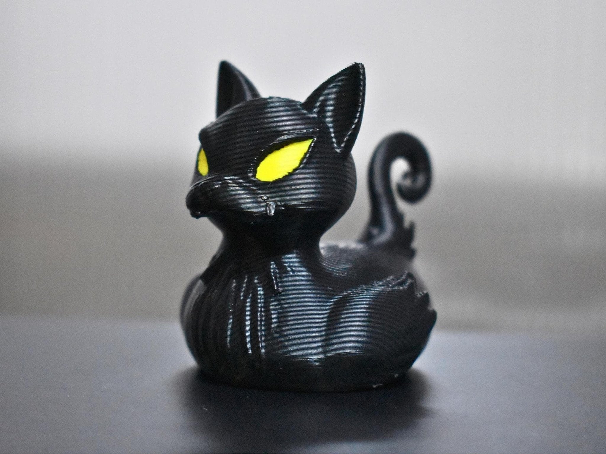 Black Cat Duck Figurine, Spooky 3D Printed Carnival Cruise - JM Designs