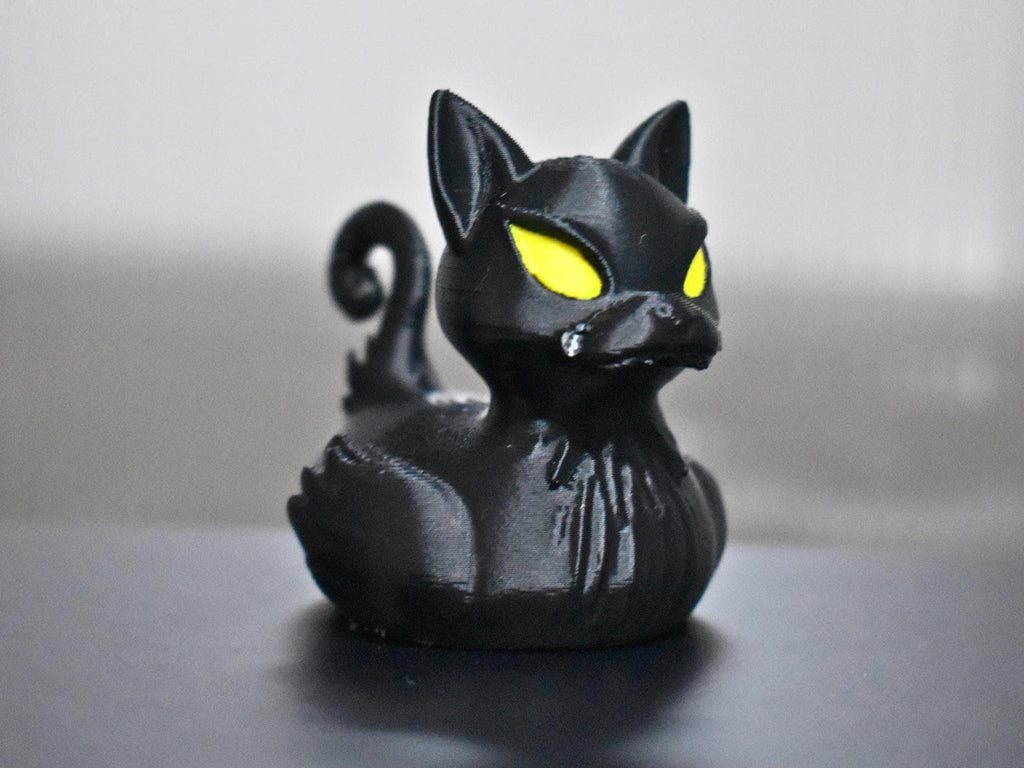 Black Cat Duck Figurine, Spooky 3D Printed Carnival Cruise - JM Designs