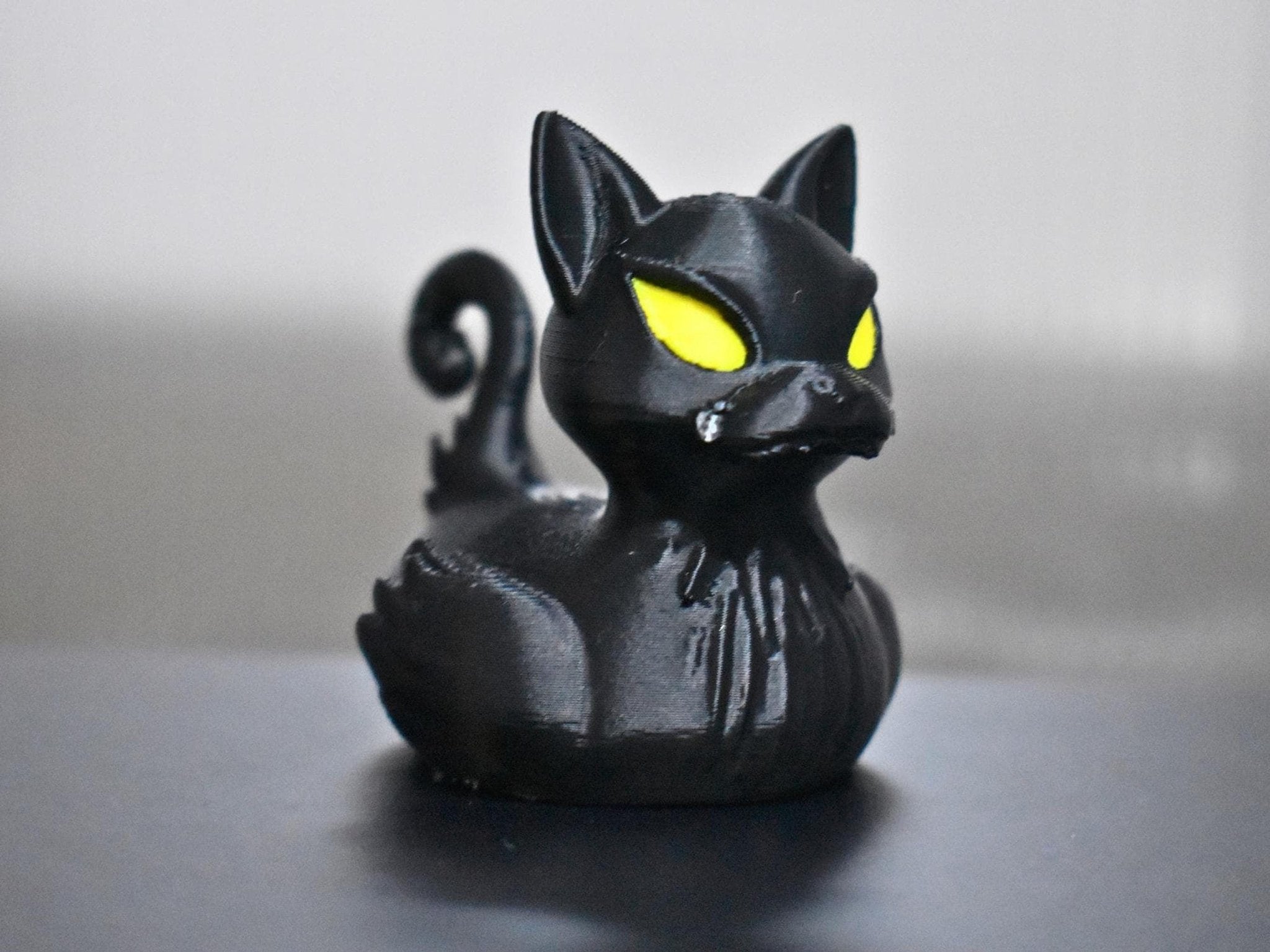 Black Cat Duck Figurine, Spooky 3D Printed Carnival Cruise - JM Designs