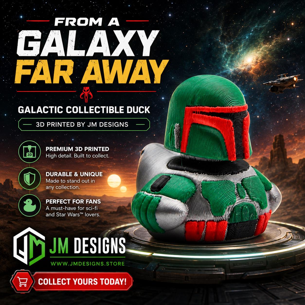 Boba Fett Inspired Duck Star Wars Dashboard Buddy Bounty Hunter Collector’s Cruise & Gift - JM Designs