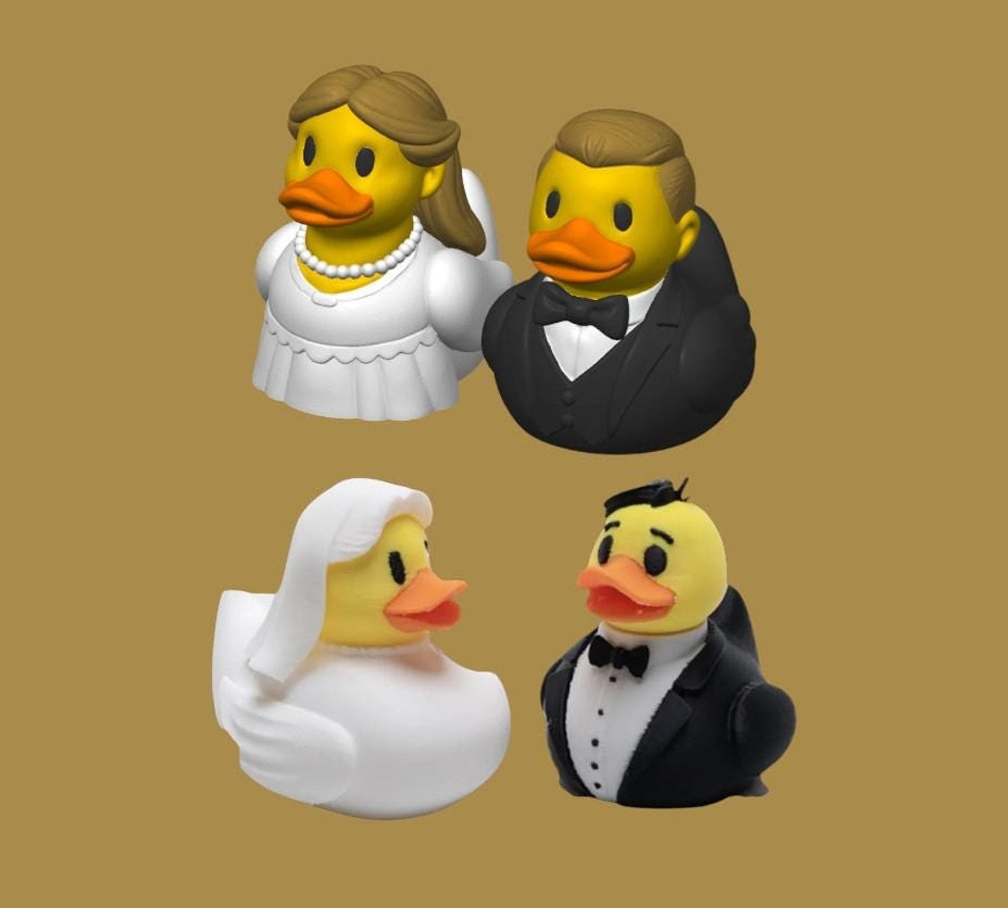 Bride & Groom Duck Wedding Cake Topper, Keepsake Set for Newlyweds - JM Designs