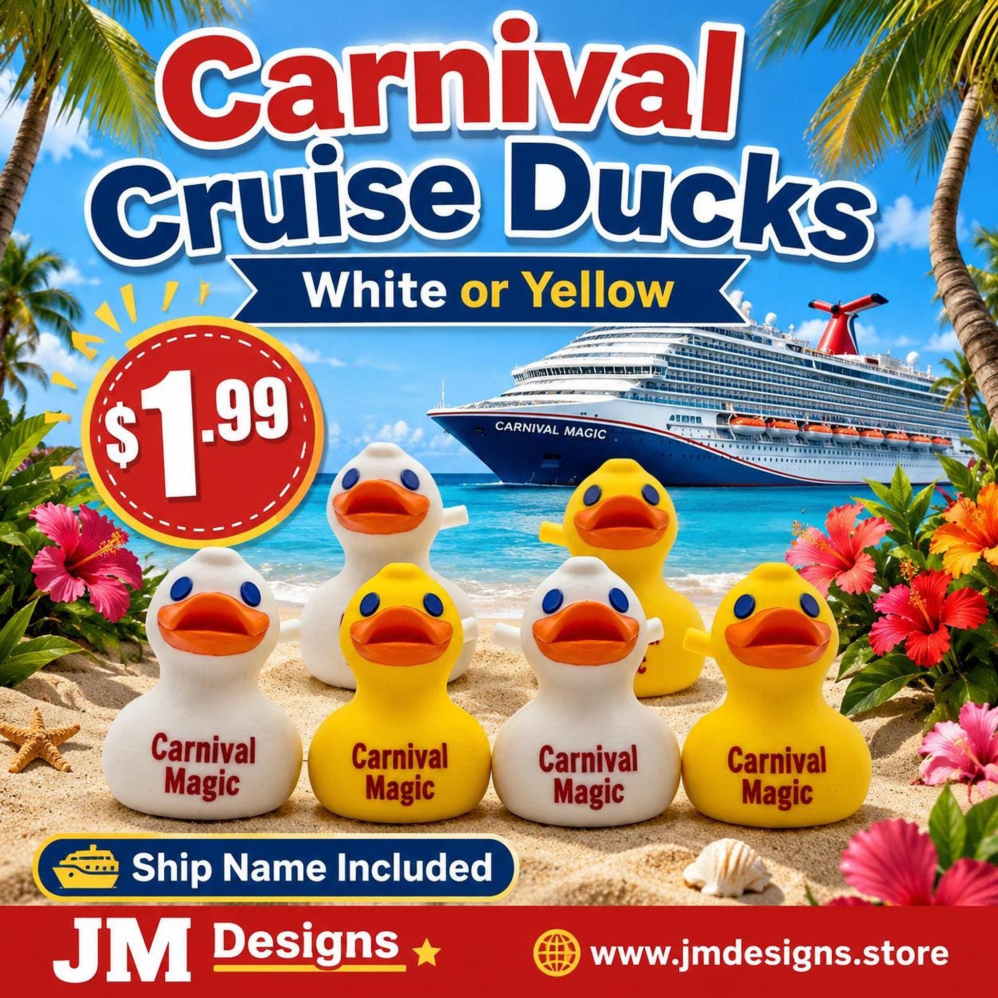 Carnival Cruise Inspired Duck, 3D Printed Novelty with Custom Ship Name - JM Designs