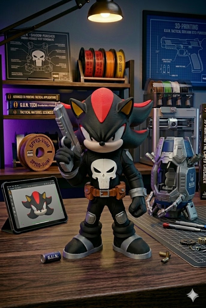 Shadow "Punisher" Mashup Figure — Hand-Made 3D Print
