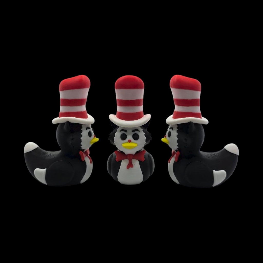 Character Duck Figurine Set, Cat in the Hat and Thing 1 & 2 3D Printed Kids' Room Decor - JM Designs