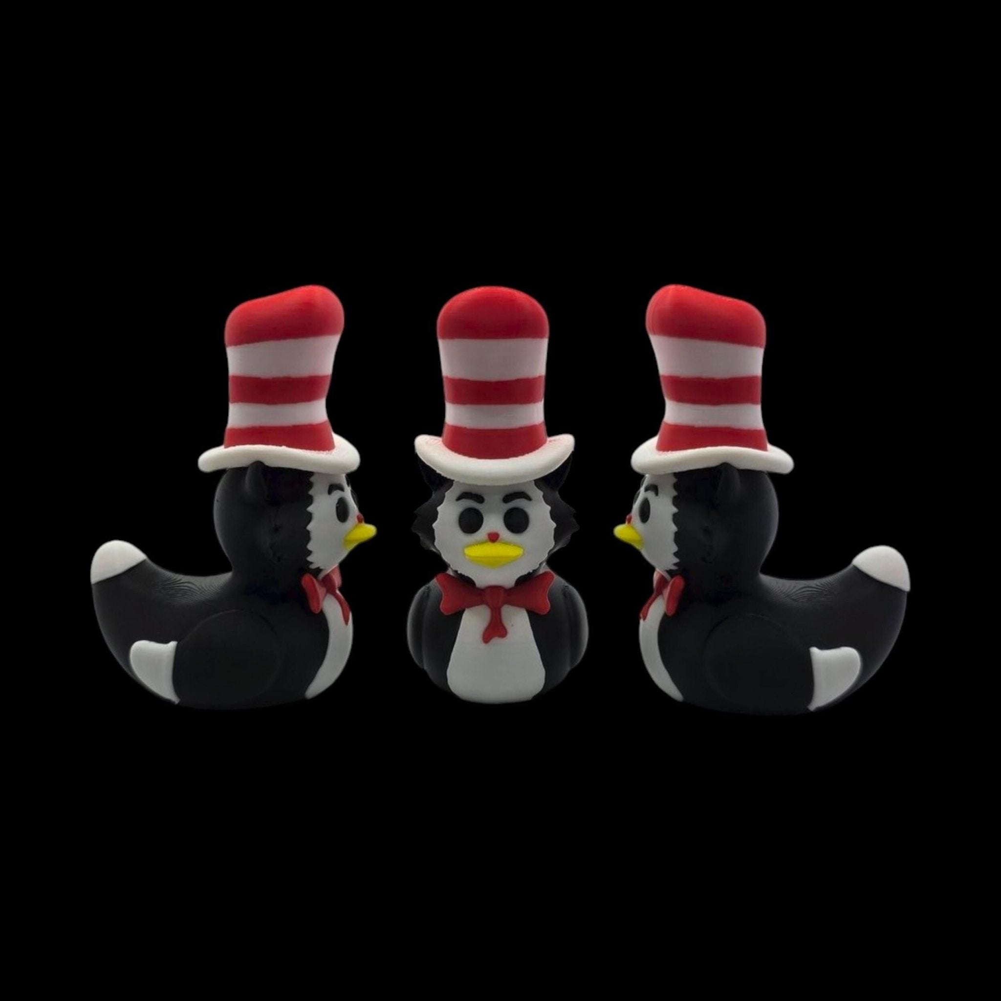 Character Duck Figurine Set, Cat in the Hat and Thing 1 & 2 3D Printed Kids' Room Decor - JM Designs