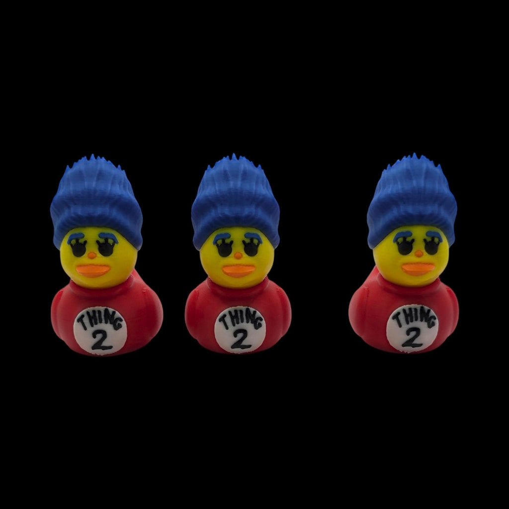 Character Duck Figurine Set, Cat in the Hat and Thing 1 & 2 3D Printed Kids' Room Decor - JM Designs