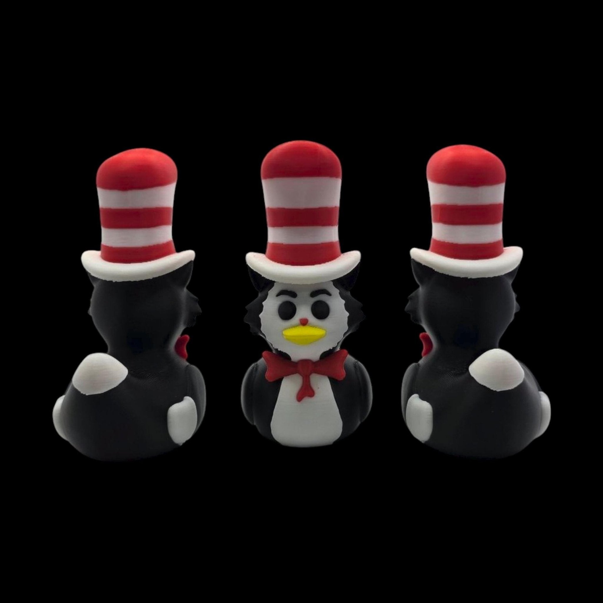 Character Duck Figurine Set, Cat in the Hat and Thing 1 & 2 3D Printed Kids' Room Decor - JM Designs