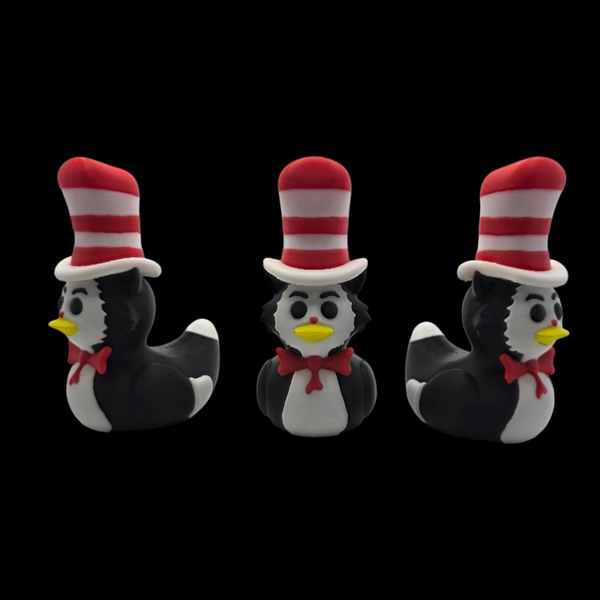 Character Duck Figurine Set, Cat in the Hat and Thing 1 & 2 3D Printed Kids' Room Decor - JM Designs