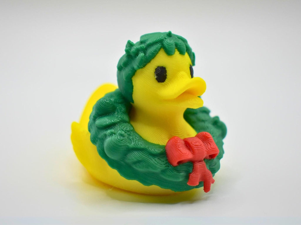 Christmas Duck Figurine with Wreath, Festive Holiday Decoration for Desk or Car - JM Designs