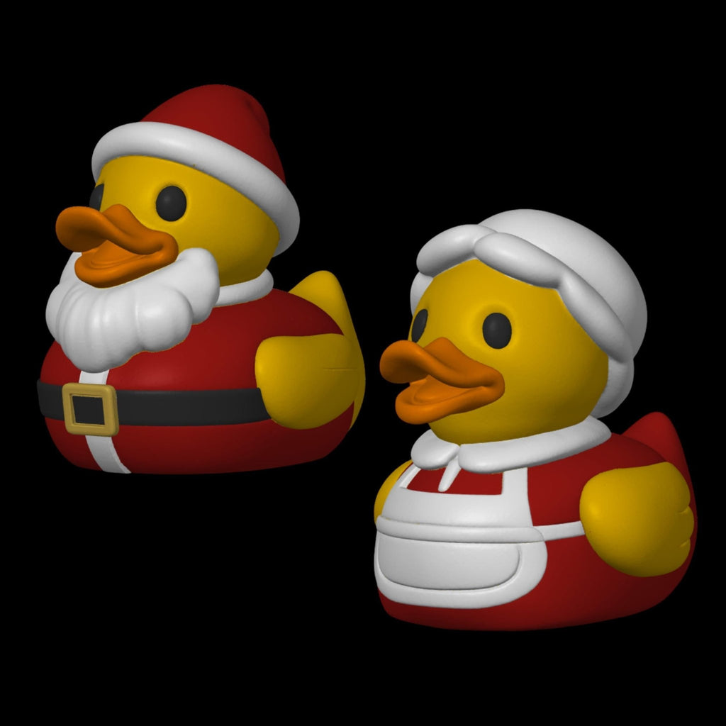 Christmas Duck Santa and Mrs Claus Holiday Decoration Collectible Toy Gift Bathroom Decor Festive Figurine Set Display Tree Ornament - JM Designs