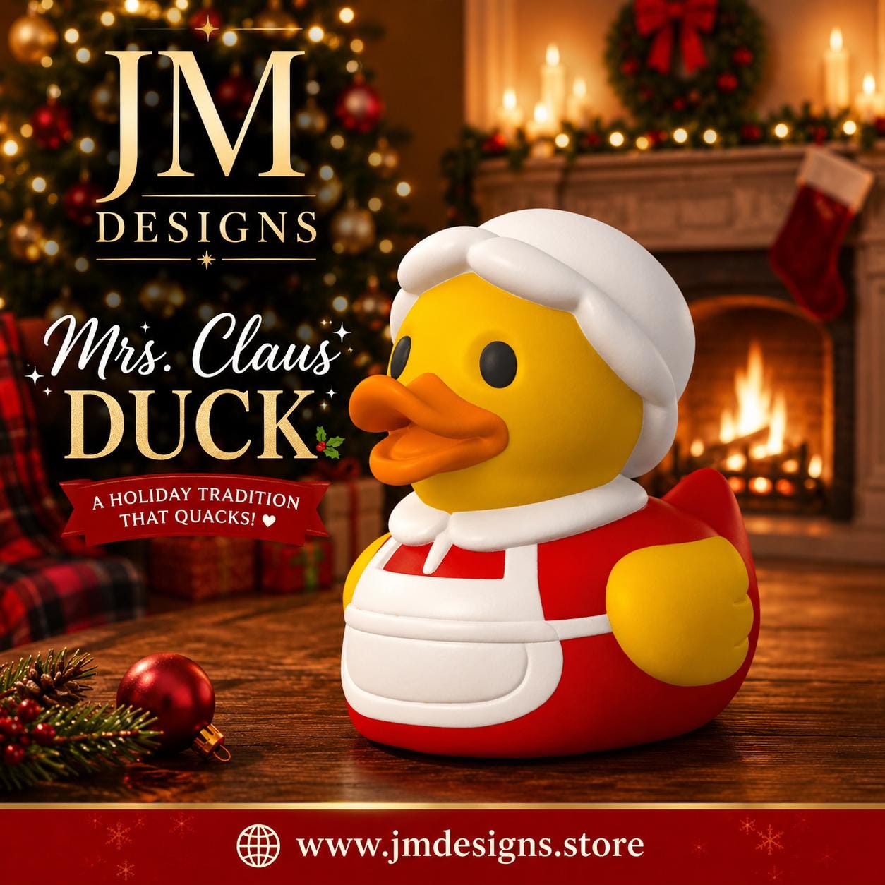 Christmas Duck Santa and Mrs Claus Holiday Decoration Collectible Toy Gift Bathroom Decor Festive Figurine Set Display Tree Ornament - JM Designs