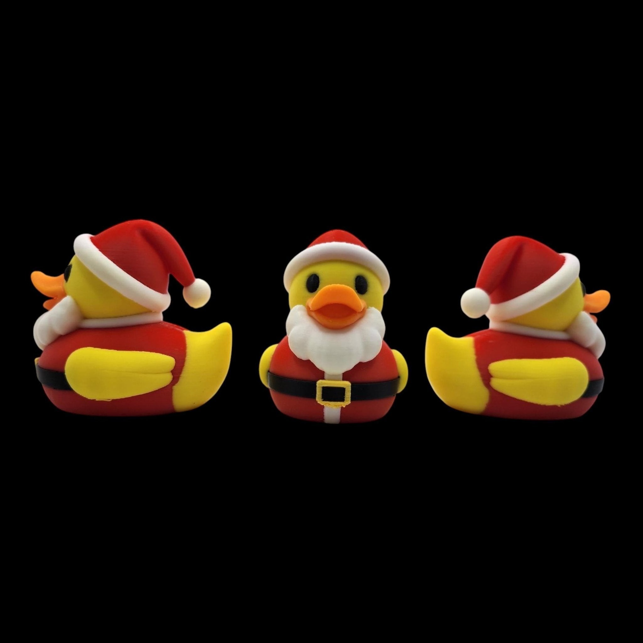 Christmas Rubber Duck Santa Figurine Set, Holiday Decoration for Bathroom or Tree - JM Designs