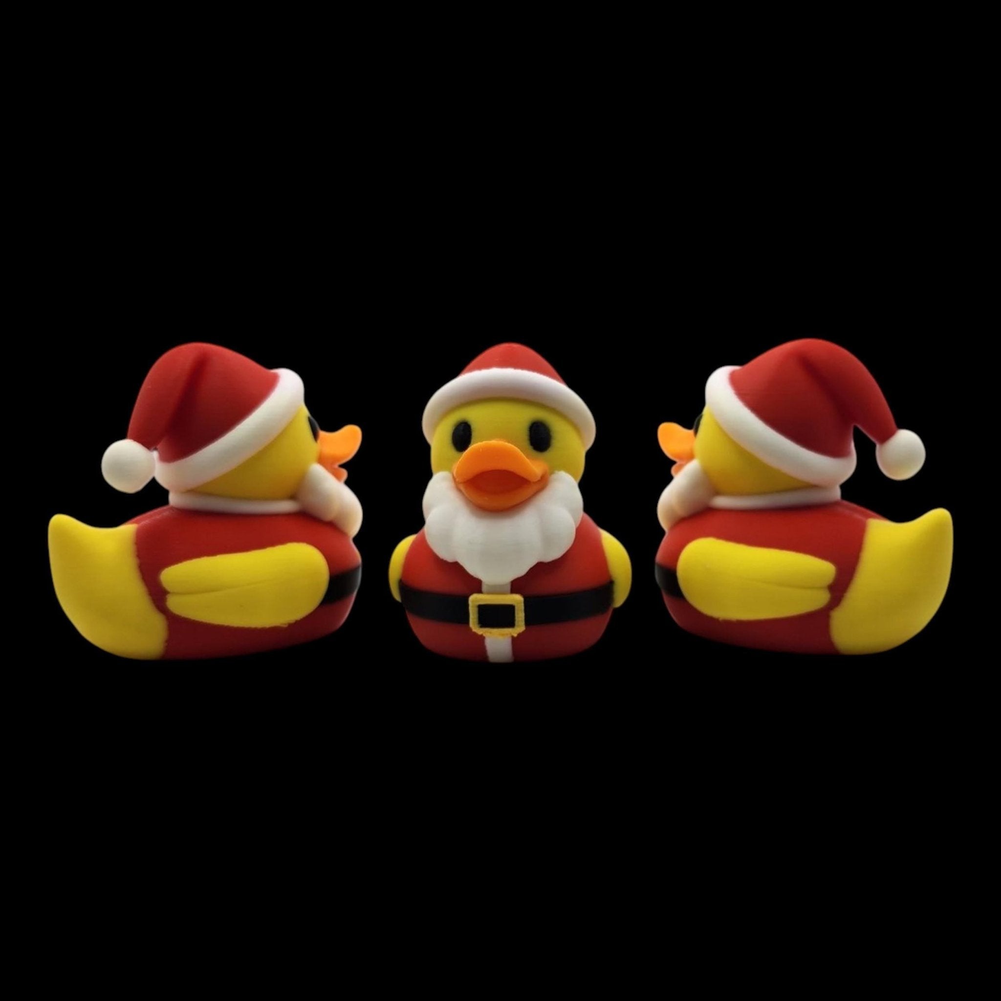 Christmas Rubber Duck Santa Figurine Set, Holiday Decoration for Bathroom or Tree - JM Designs