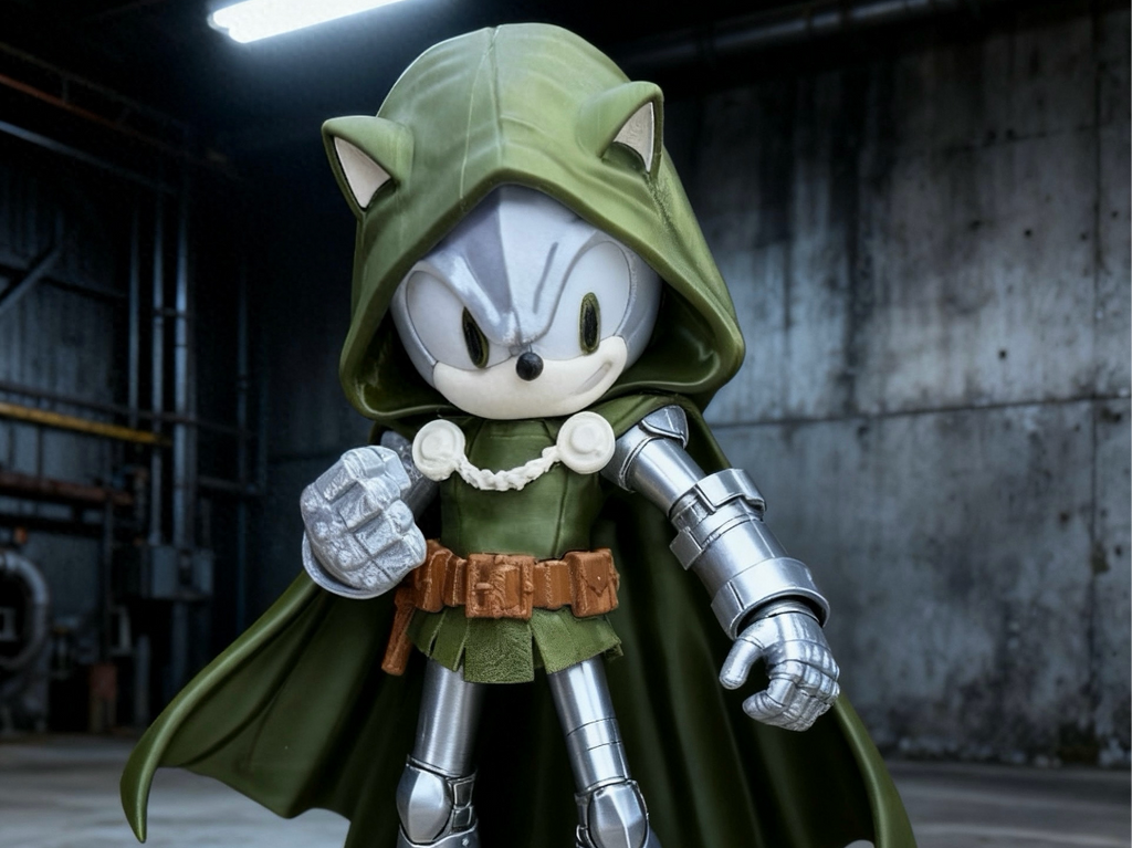 Sonic "Doctor Doom" Mashup Figure — Hand-Made 3D Print