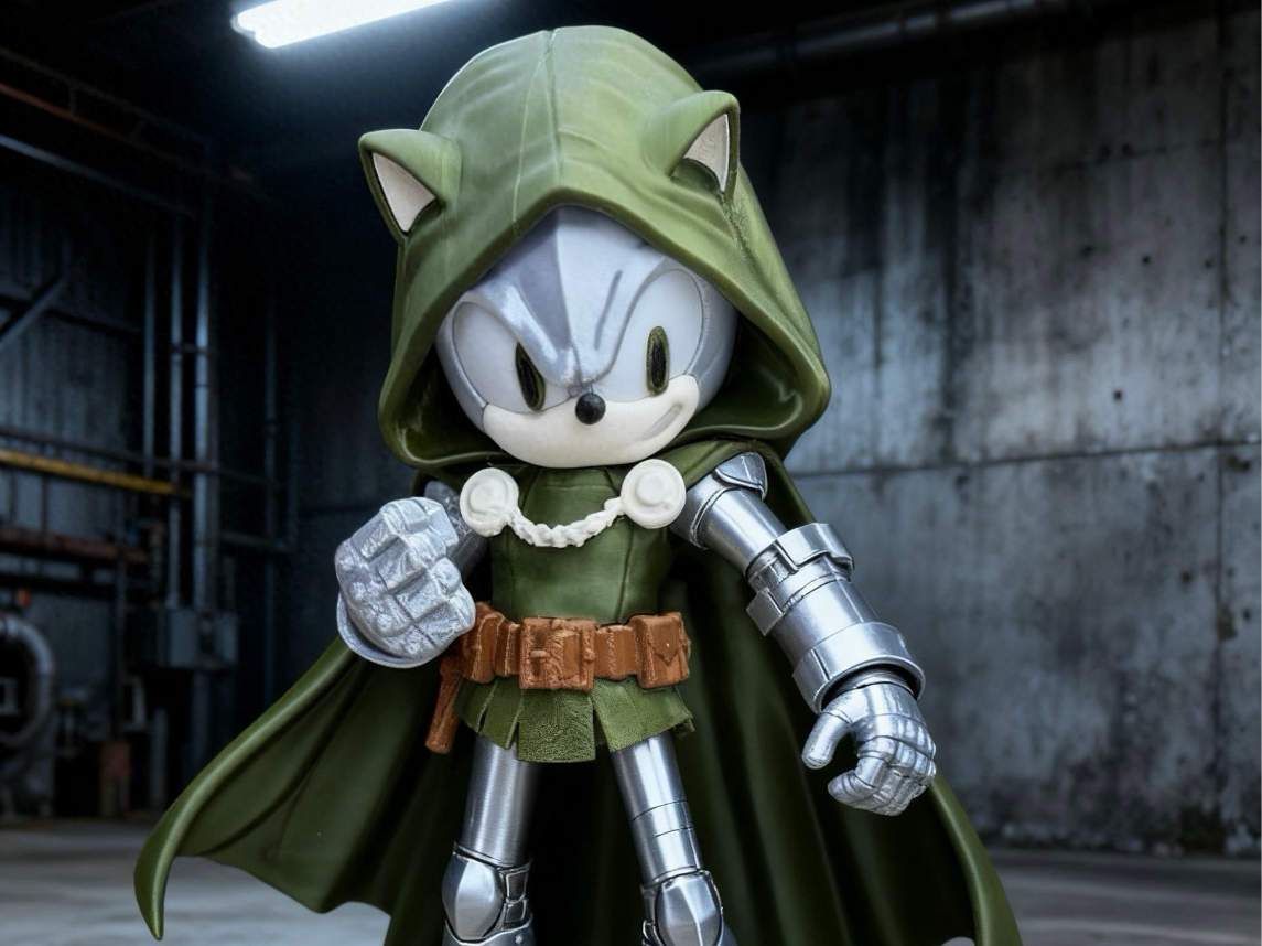 Sonic "Doctor Doom" Mashup Figure — Hand-Made 3D Print