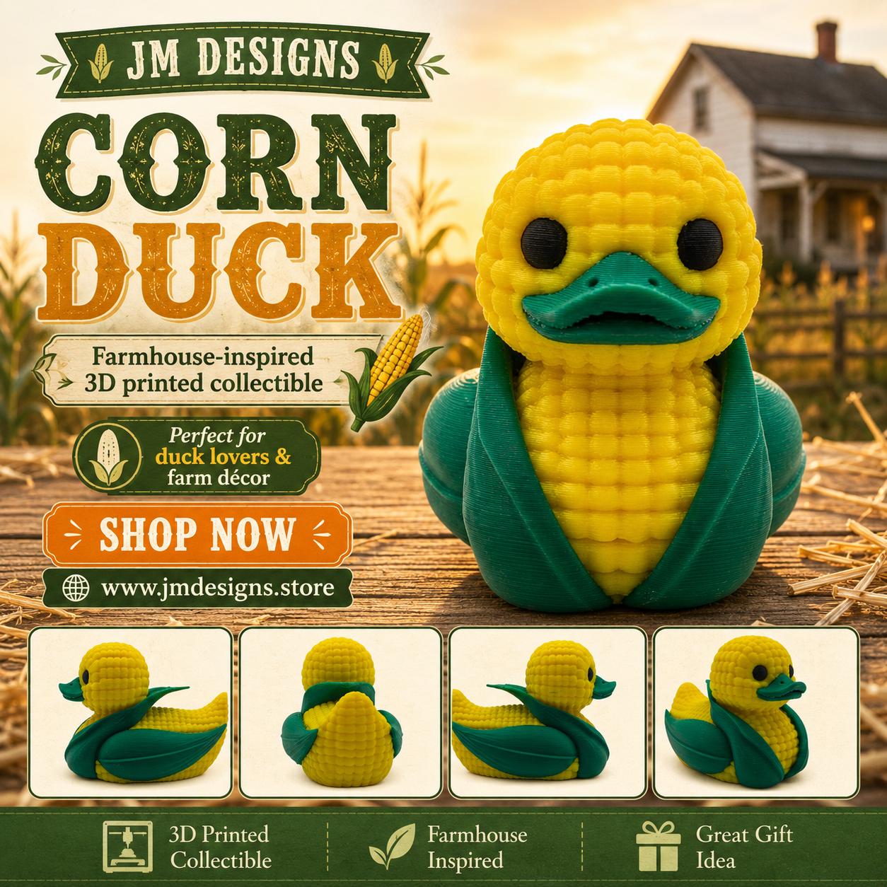 Corn Duck For Jeeps Dashboards Cruise Line Yellow Desk Decor Truck Figurine Corn Design - JM Designs