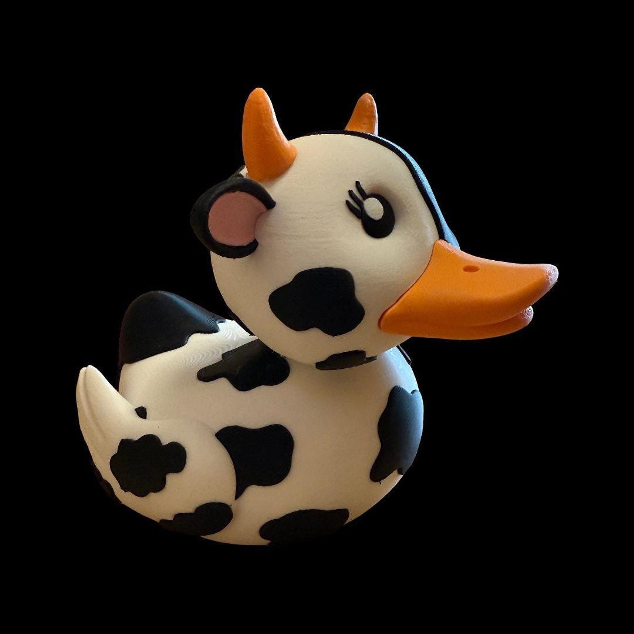 Cow Rubber Duck, Black & White 3D Printed Bath Toy for Kids - JM Designs