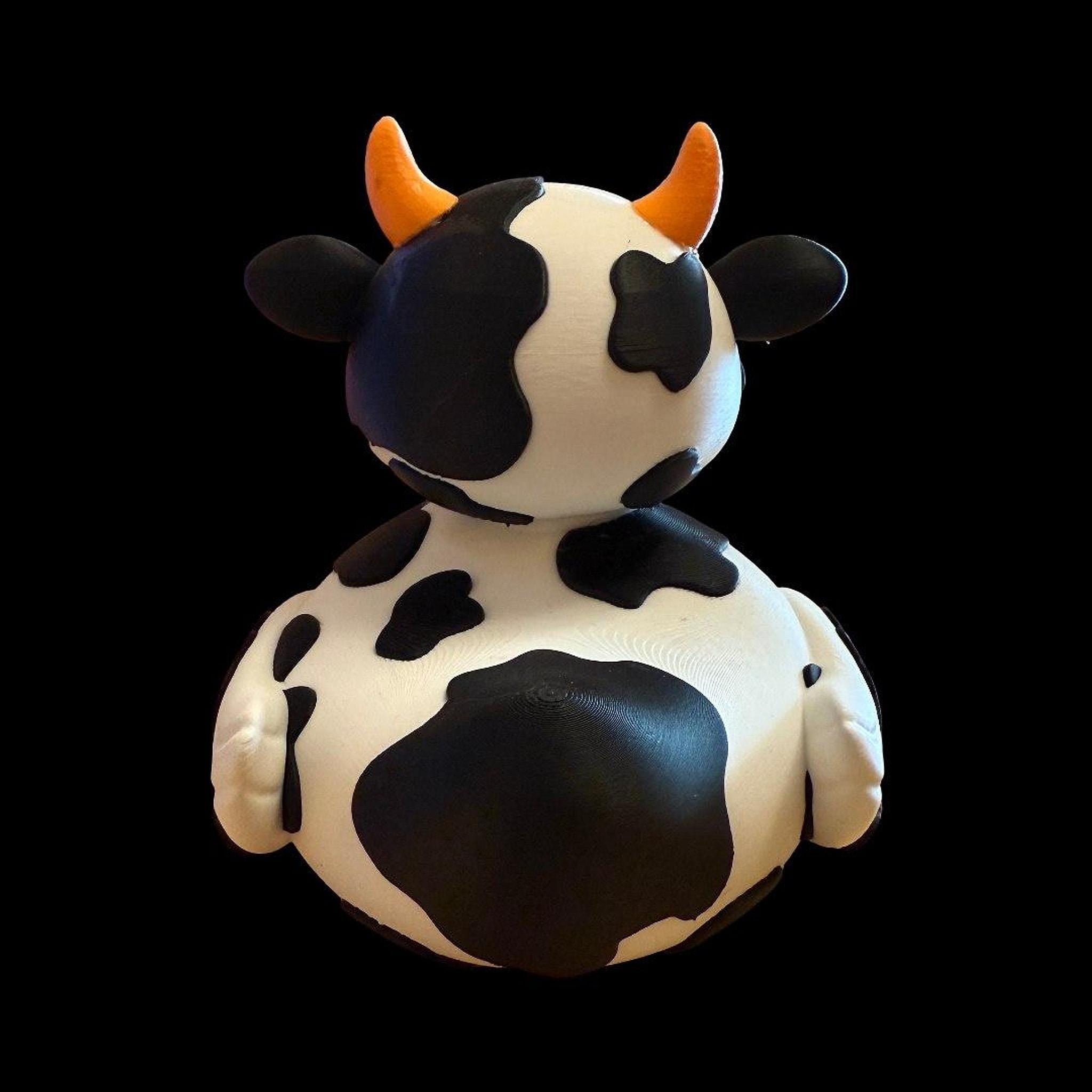 Cow Rubber Duck, Black & White 3D Printed Bath Toy for Kids - JM Designs