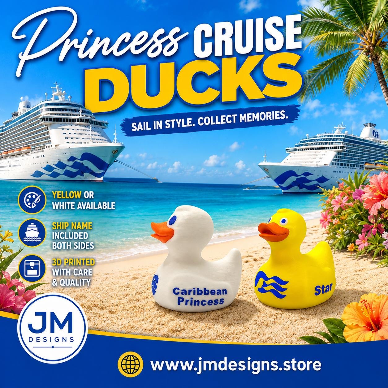 Custom Cruise Inspired Princess Duck Cabin Decoration with Personalized Ship Name and Travel Date - JM Designs