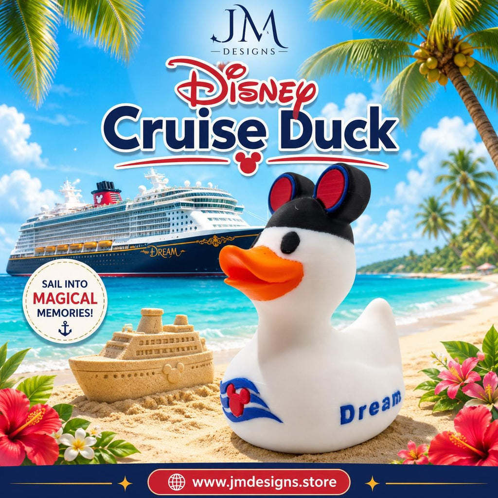 Disney Inspired Cruise Ducks White & Black, Collectible Cabin Decoration, Mickey Ears, Custom Ship Name - JM Designs