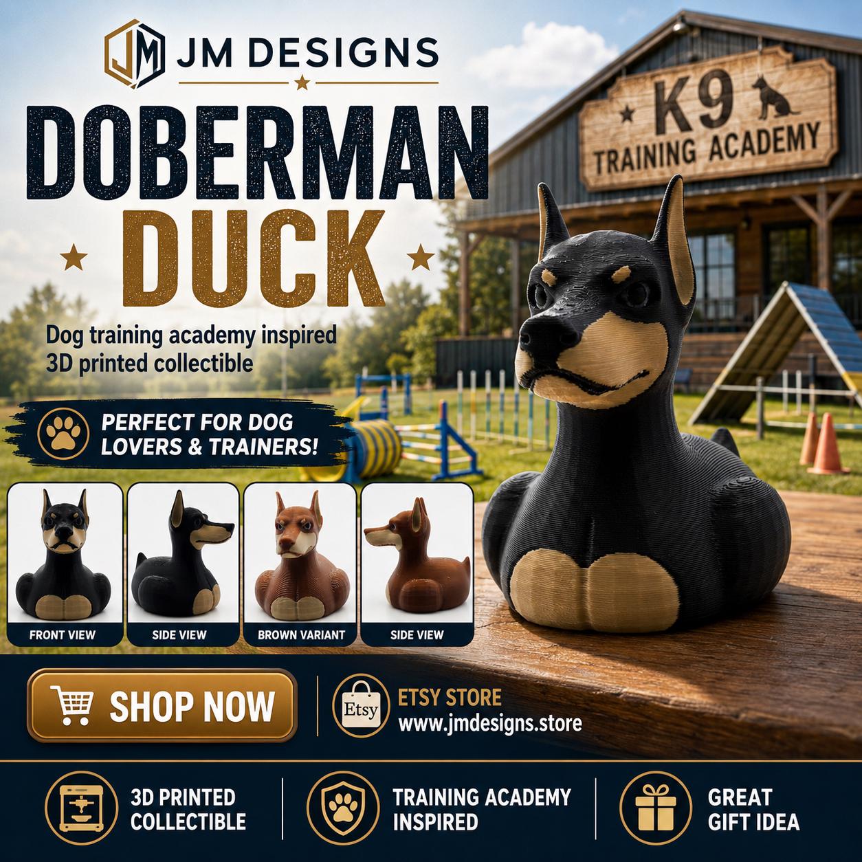Doberman Duck Jeep Ducking Black Tan Duck Desk Cruise Decor Animal Lover - JM Designs