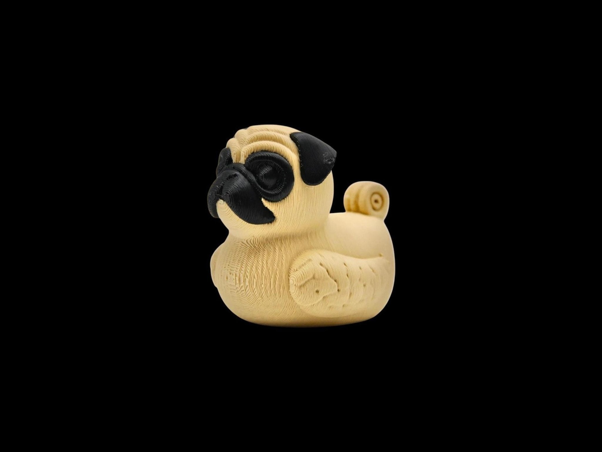Duck Pug Figure, Whimsical 3D Printed Animal Ornament for Car Dashboard - JM Designs
