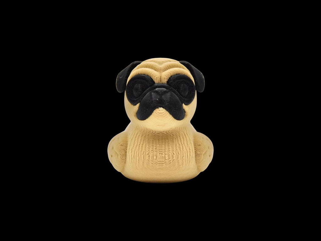 Duck Pug Figure, Whimsical 3D Printed Animal Ornament for Car Dashboard - JM Designs