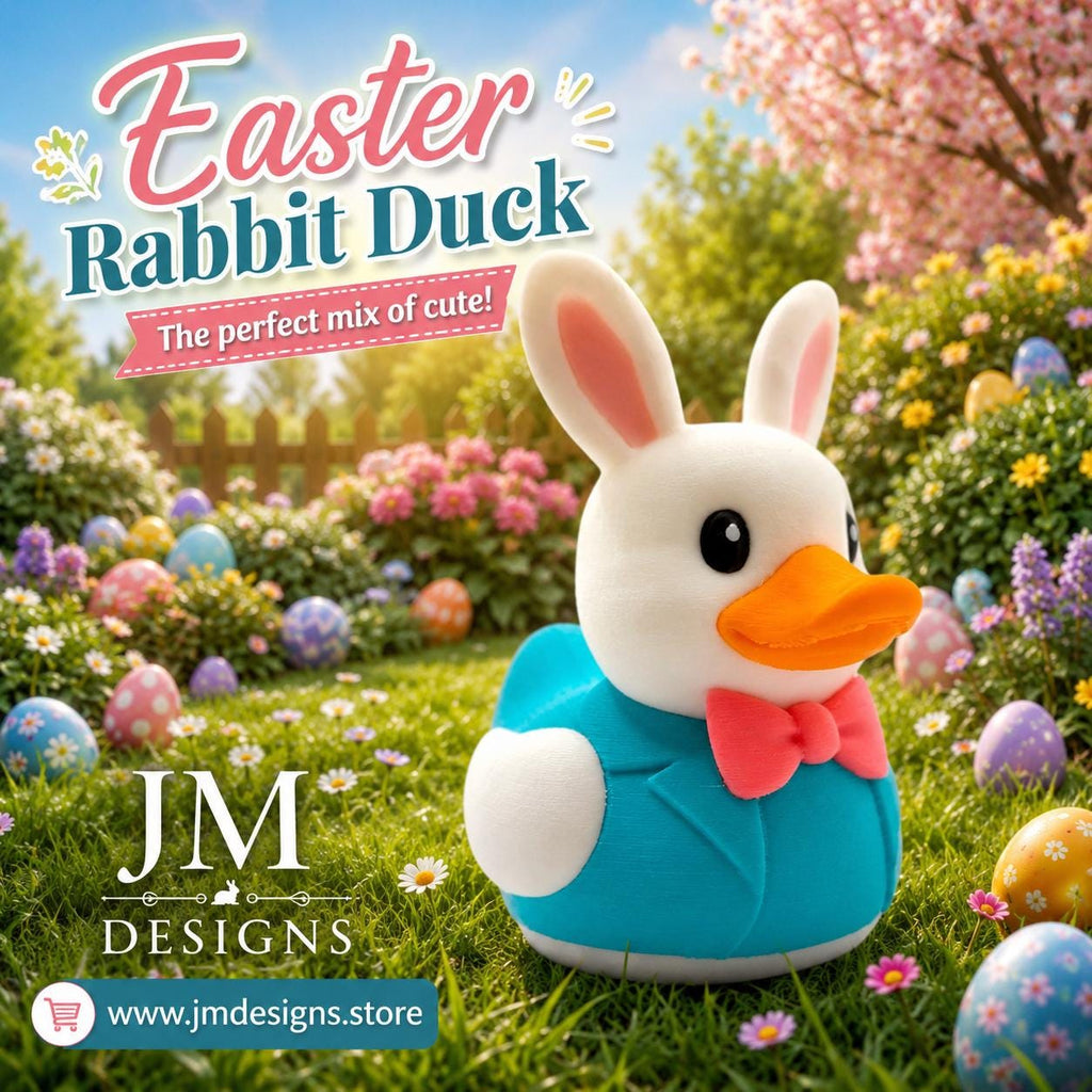 Easter Bunny Duck Dashboard Decoration Desk Accessory Car Figurine Teal Character Whimsical - JM Designs