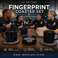 Fingerprint Coaster, Officer Desk Decor, Academy Graduation Present, Black White Forensic Artwork - JM Designs