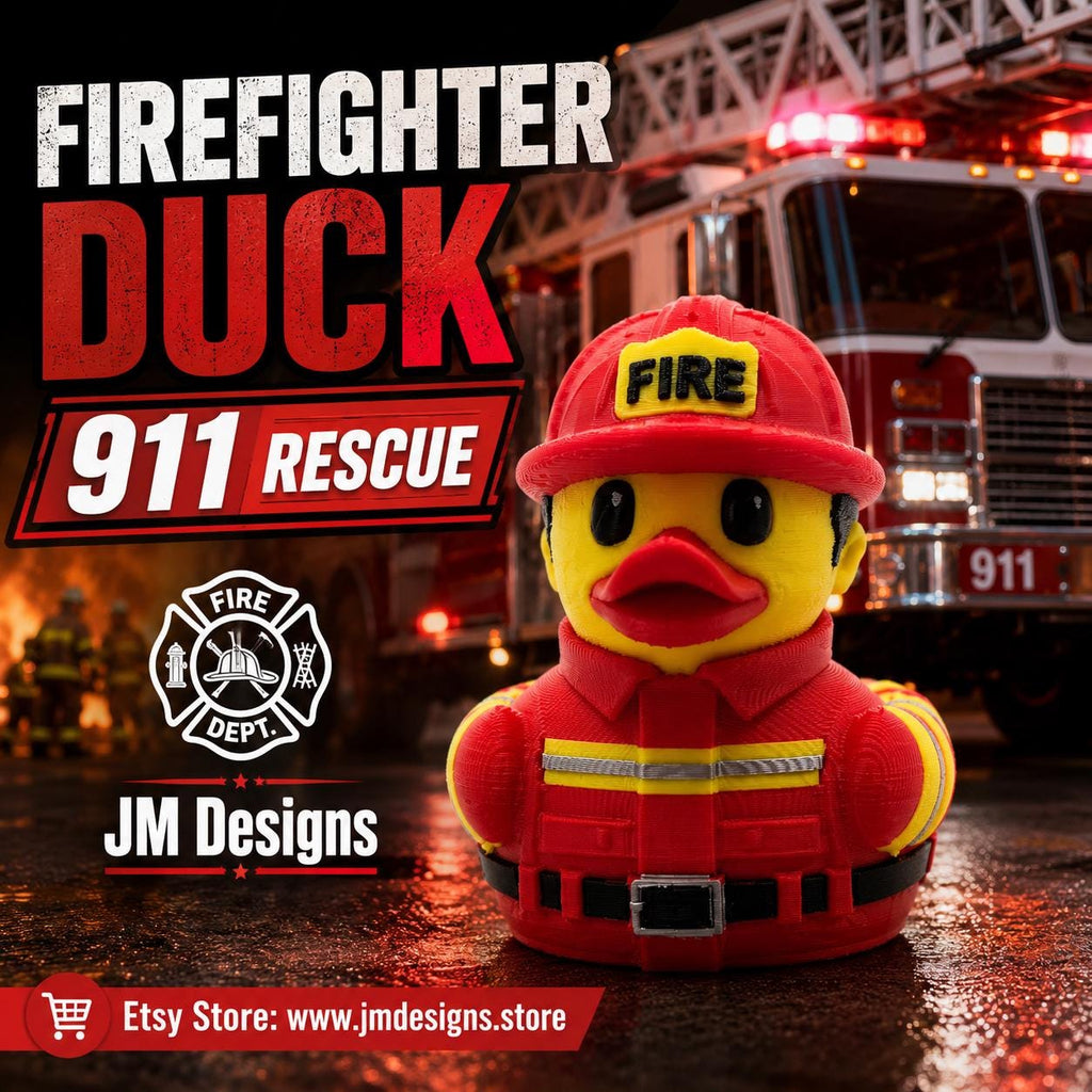 Fire Fighter Duck Dashboard Decoration Cruise Ship Hiding Game Party Favor Fireman Desk Collectible - JM Designs