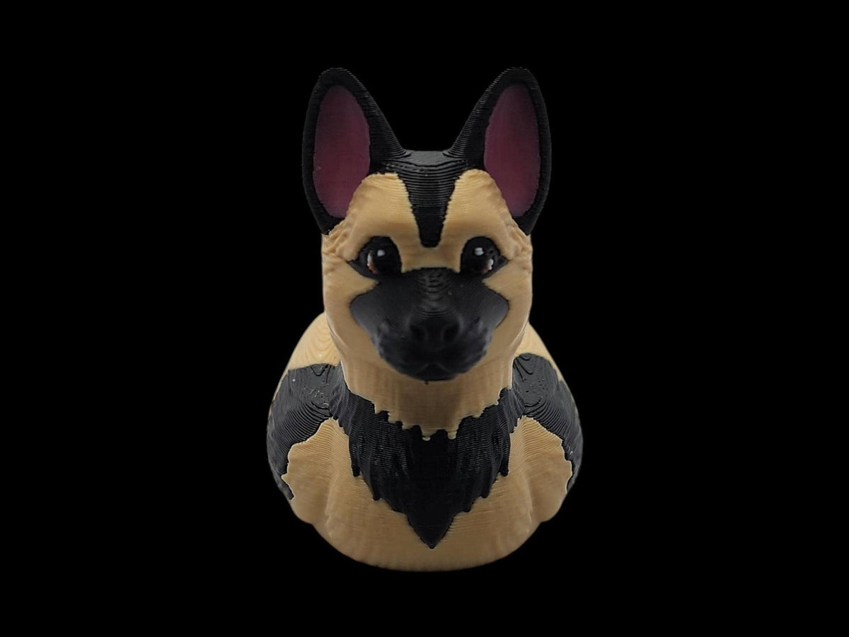 German Shepherd Duck 3D Printed Figure, Desk Ornament for Dog Lovers - JM Designs