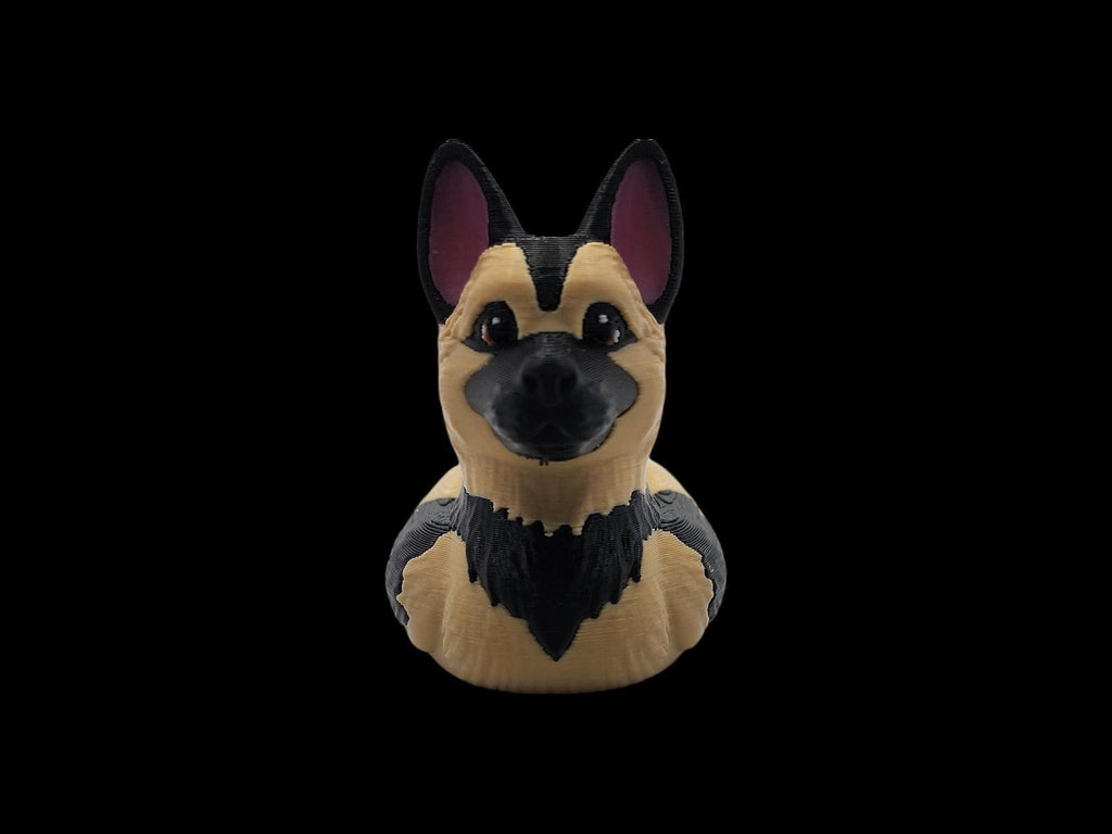 German Shepherd Duck 3D Printed Figure, Desk Ornament for Dog Lovers - JM Designs