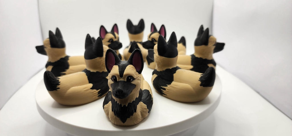 German Shepherd Duck Figurine, 3D Printed Collectible for Dog Lovers - JM Designs