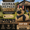 German Shepherd Duck Figurine, 3D Printed Collectible for Dog Lovers - JM Designs