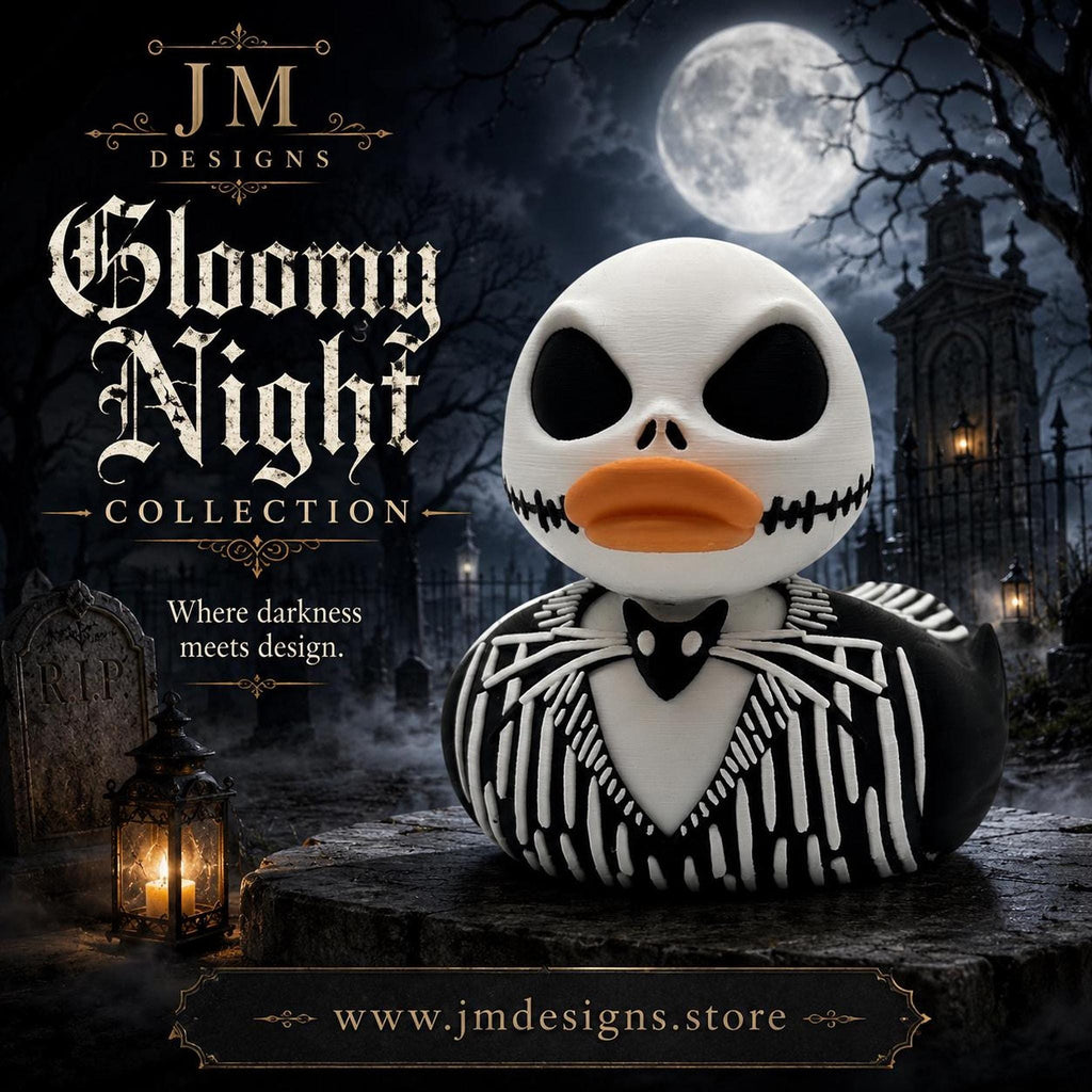 Gothic Duck Figurine Set, Creepy Skeleton Inspired Halloween Town Decor - JM Designs