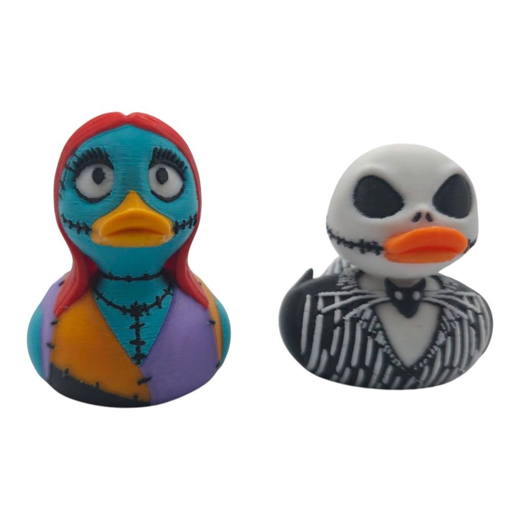 Gothic Inspired Duck Figurine Set, Sally & Jack 3D Printed Collectible for Halloween Decor - JM Designs