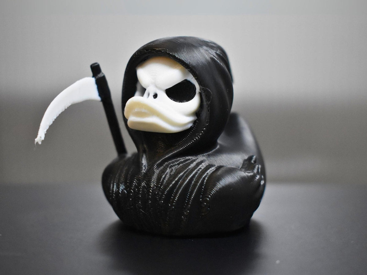 Grim Reaper Duck Bath Toy, Gothic Halloween Decor with Dark Humor - JM Designs