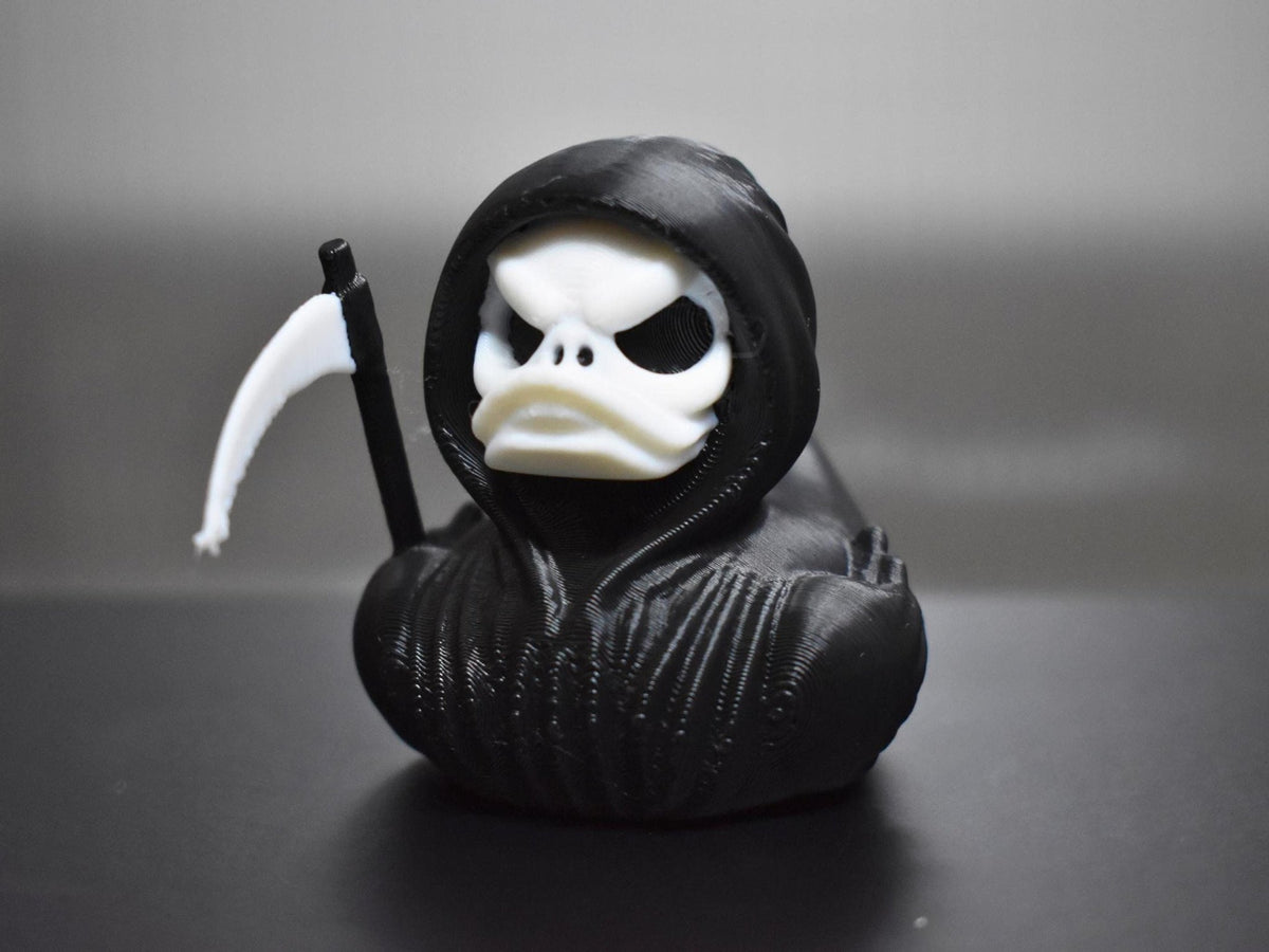Grim Reaper Duck Bath Toy, Gothic Halloween Decor with Dark Humor - JM Designs
