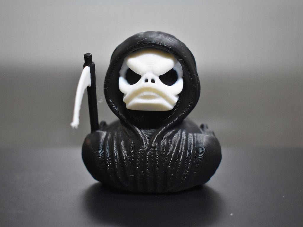 Grim Reaper Duck Bath Toy, Gothic Halloween Decor with Dark Humor - JM Designs