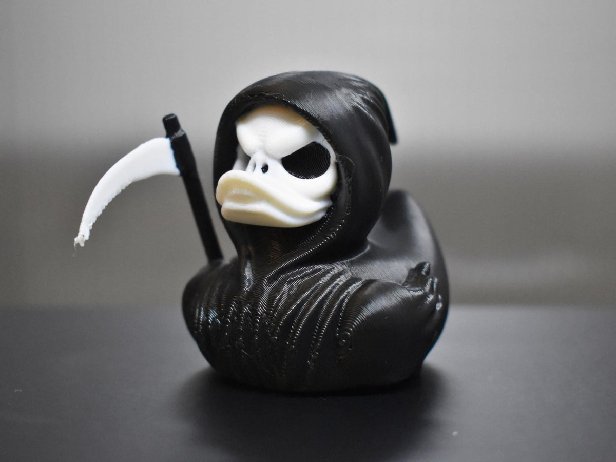Grim Reaper Duck Bath Toy, Gothic Halloween Decor with Dark Humor - JM Designs