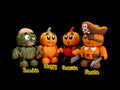 Halloween Pumpkin Character Set, Articulated Dracula and Zombie Figures for Spooky Decor - JM Designs