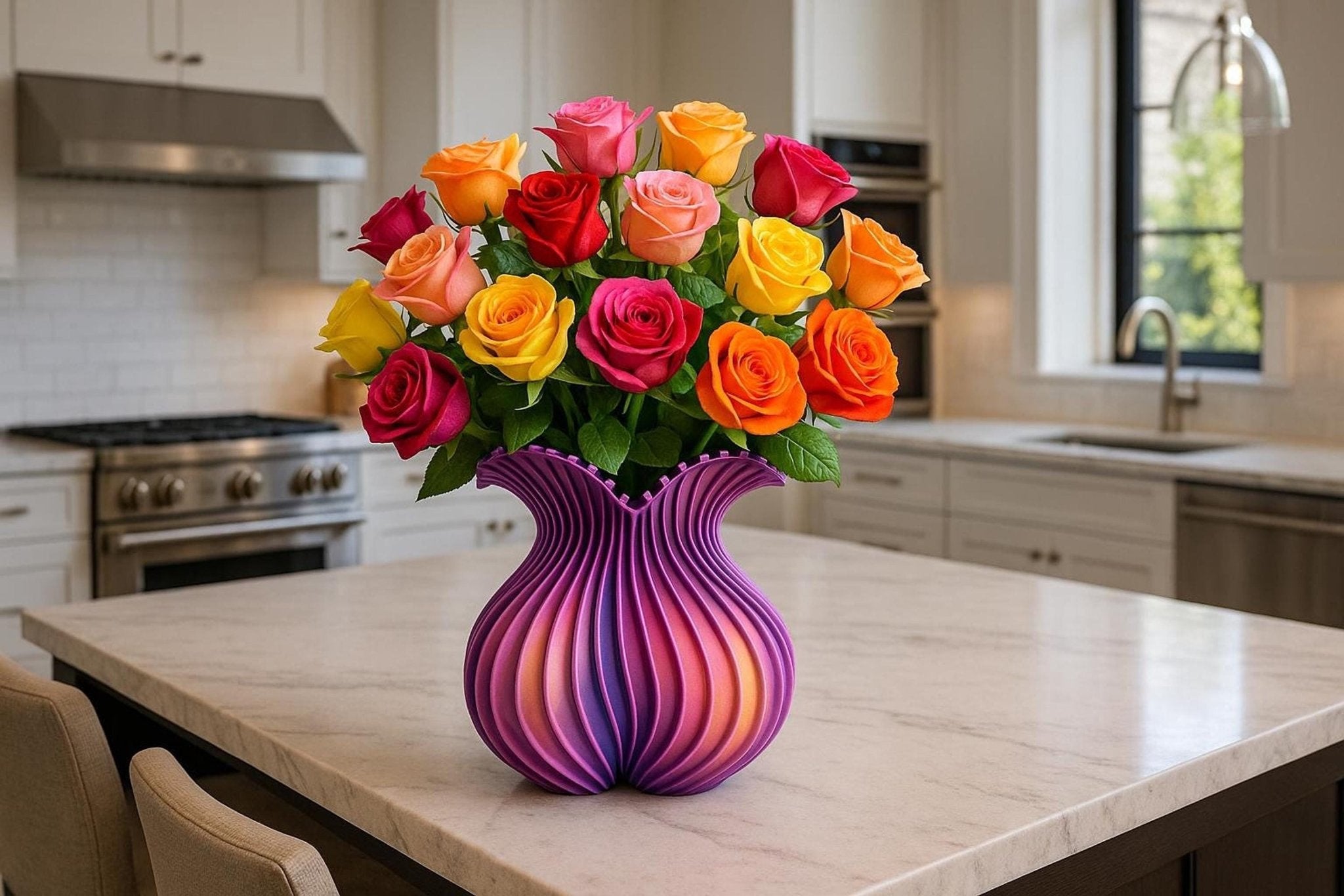 Heart Shaped Vase, 3D Printed Home Accent with Spiral Design in Multiple Colors - JM Designs