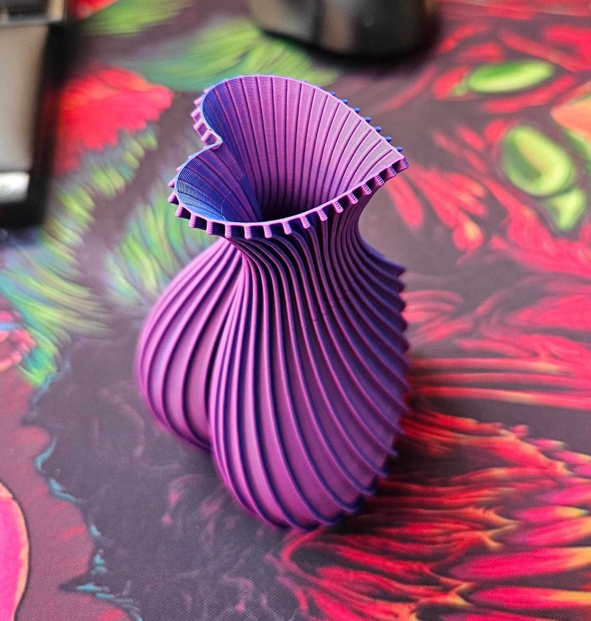 Heart Shaped Vase, 3D Printed Home Accent with Spiral Design in Multiple Colors - JM Designs