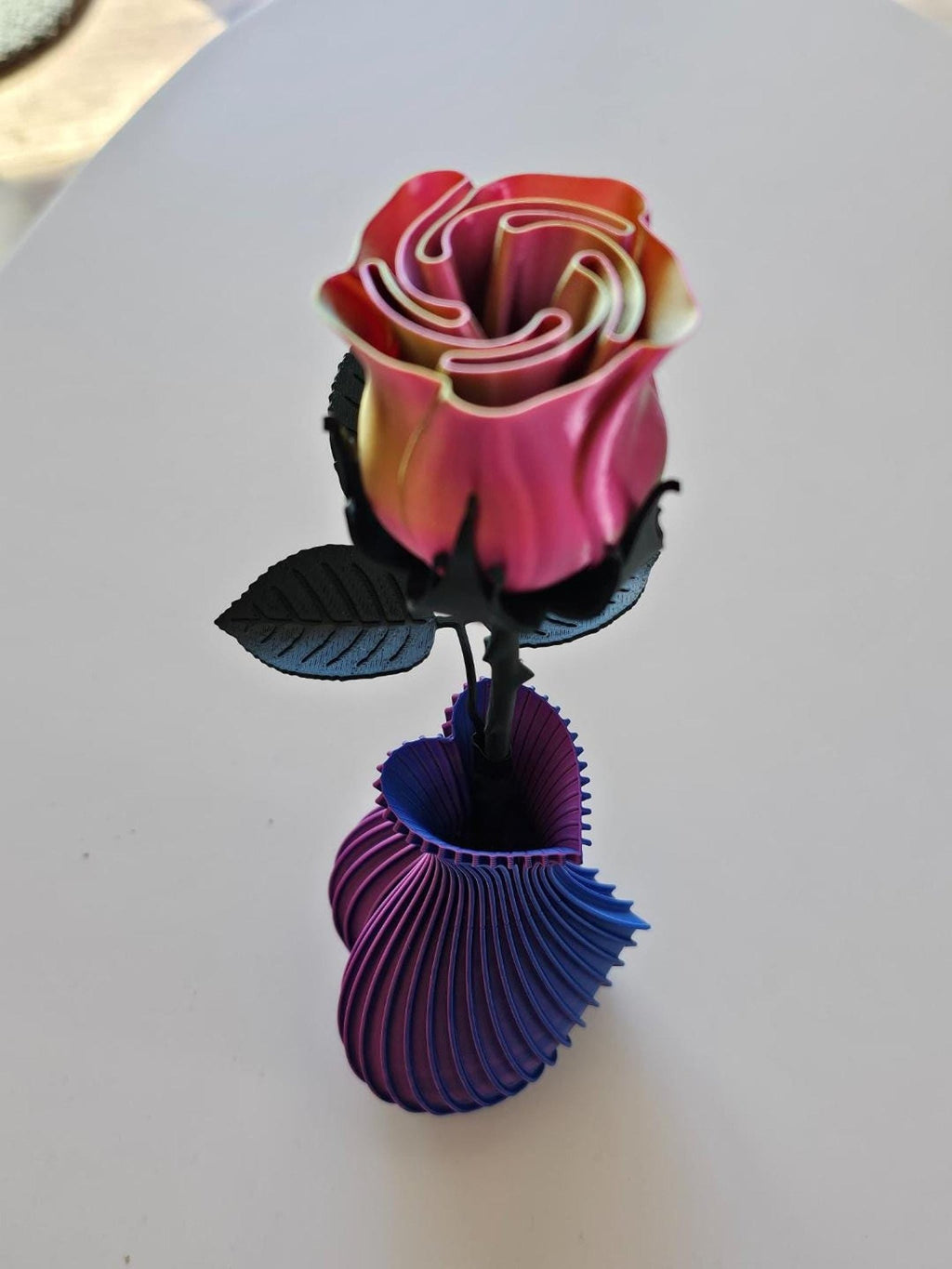 Heart Shaped Vase, 3D Printed Home Accent with Spiral Design in Multiple Colors - JM Designs