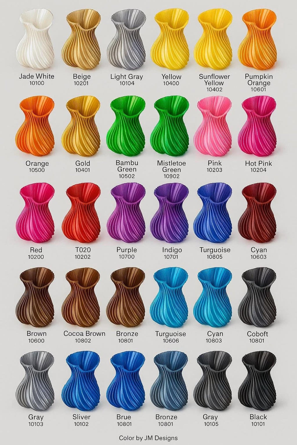 Heart Shaped Vase, 3D Printed Home Accent with Spiral Design in Multiple Colors - JM Designs