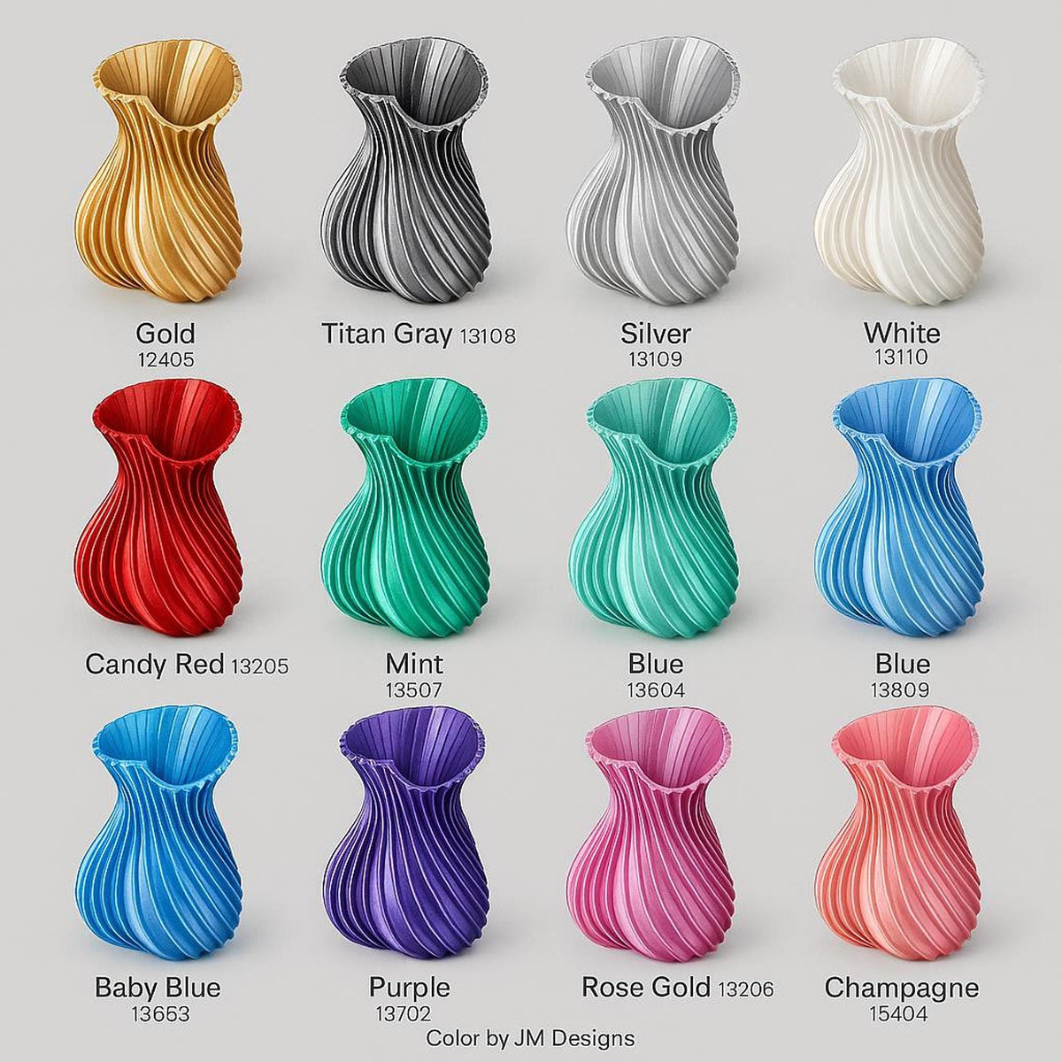 Heart Shaped Vase, 3D Printed Home Accent with Spiral Design in Multiple Colors - JM Designs
