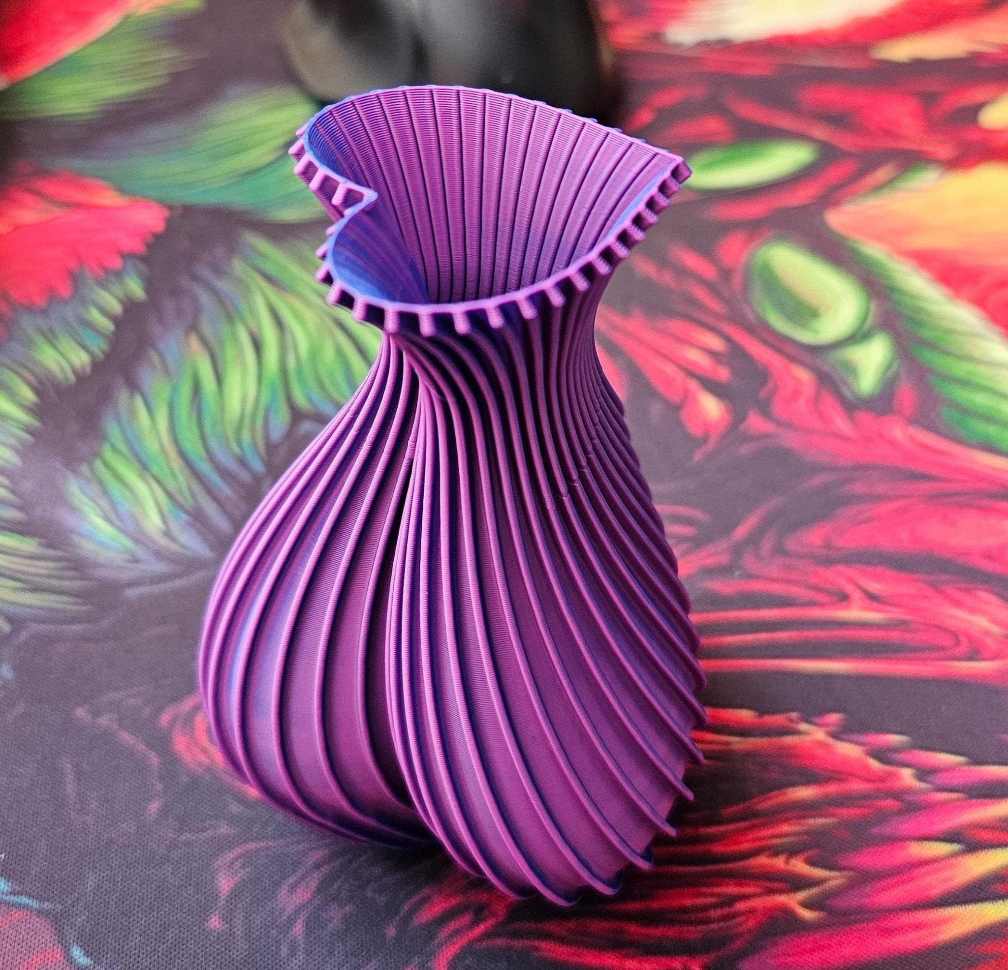 Heart Shaped Vase, 3D Printed Home Accent with Spiral Design in Multiple Colors - JM Designs