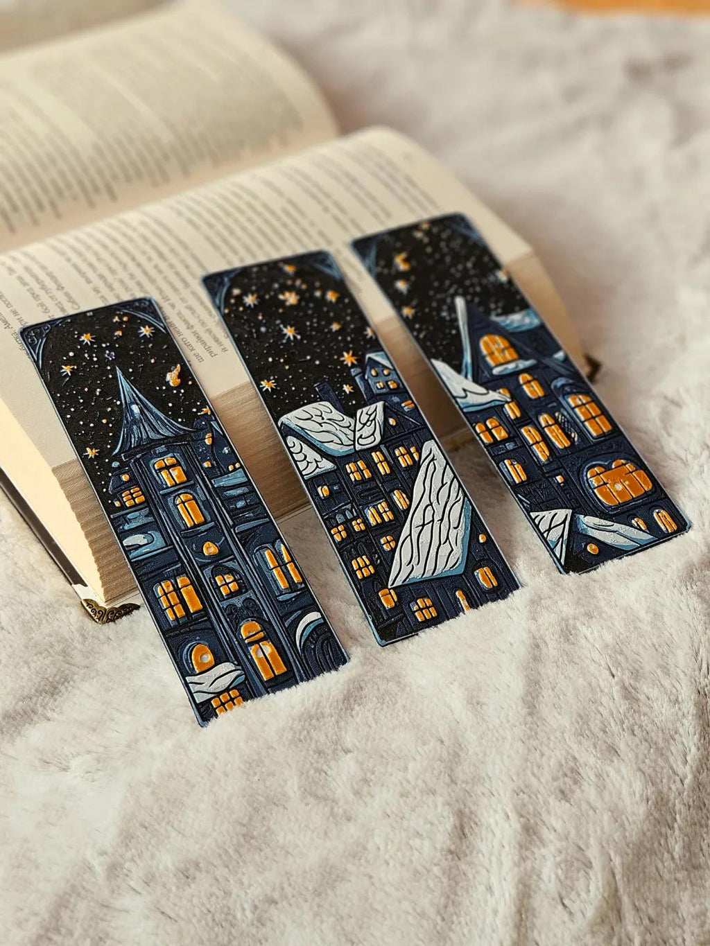 3D Printed Christmas Bookmarks: Winter Village Set