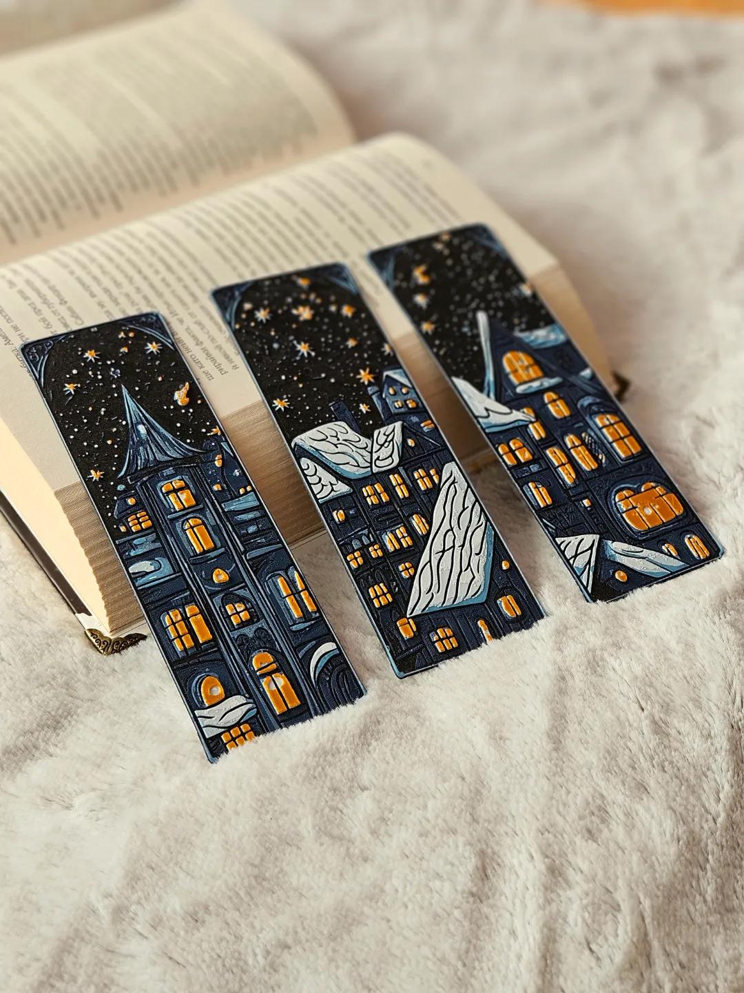 3D Printed Christmas Bookmarks: Winter Village Set